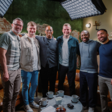 Cory Walkington with Jamie Carragher, Ryan Wilson, Ian Wright, Shaun Wright-Phillips and Aaron Lennon