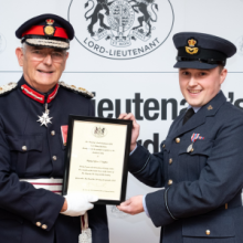 Tom Sugden receiving Lord Lieutenant’s Award.